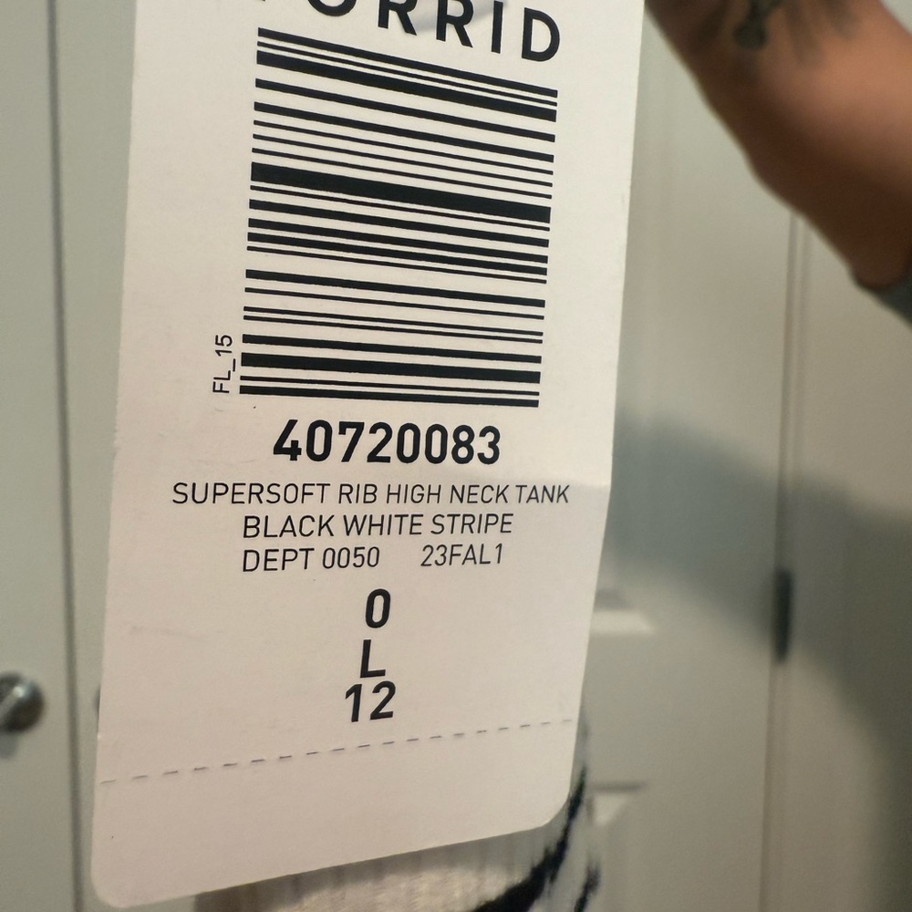 Torrid Supersoft Rib High Neck Tank - Black and White Stripes - Picture 3 of 4